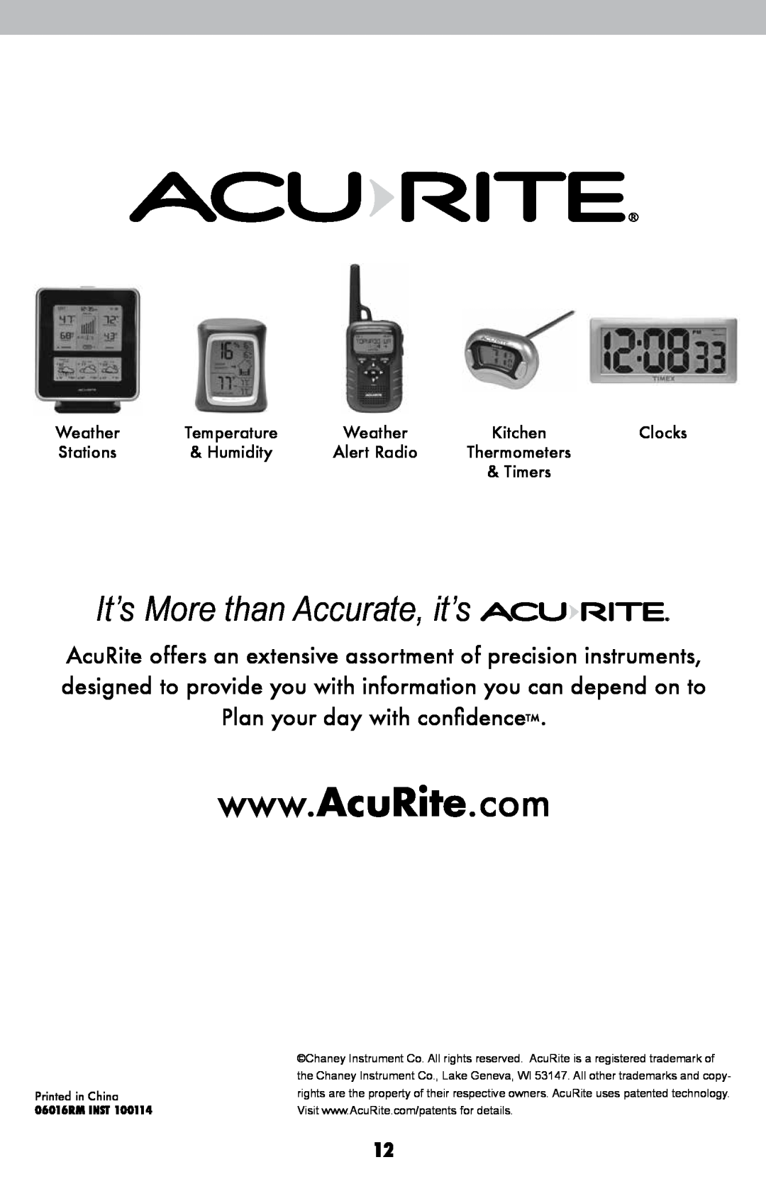 Acu-Rite instruction manual It’s More than Accurate, it’s, 06016RM INST 