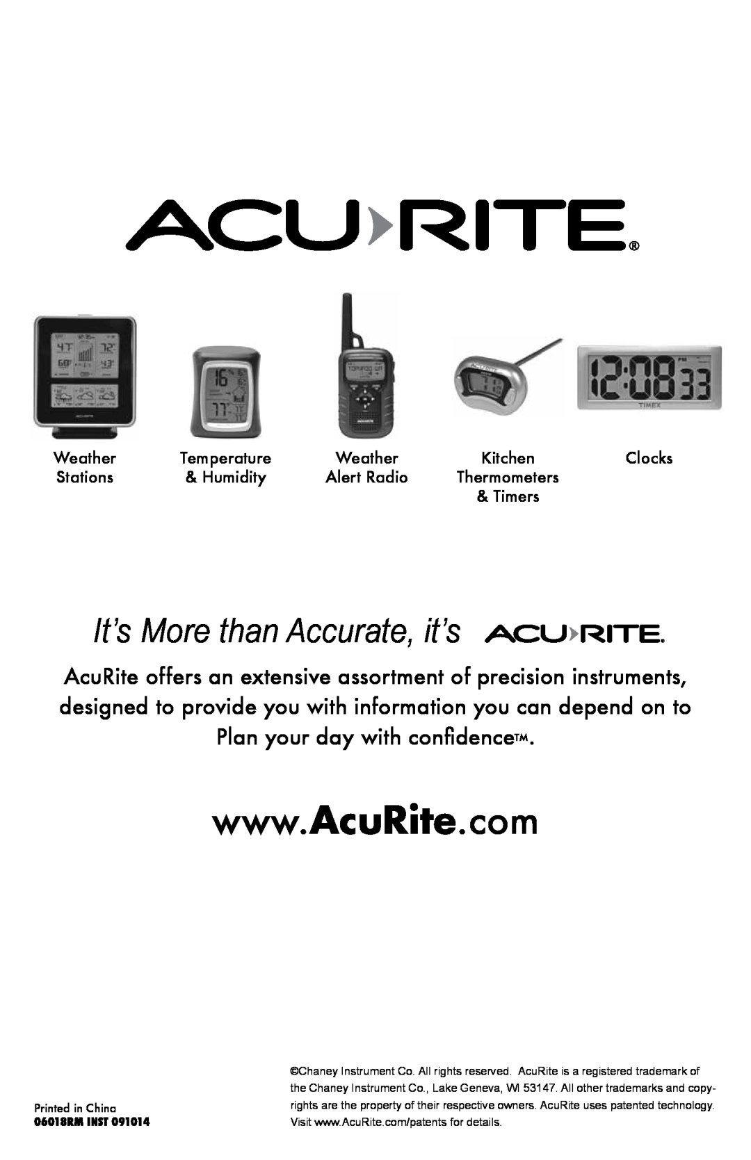 Acu-Rite 06018RM instruction manual It’s More than Accurate, it’s 