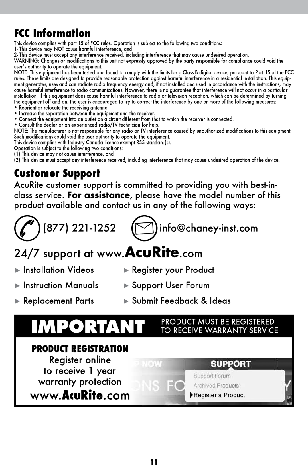 Acu-Rite 06025RM instruction manual FCC Information, Customer Support 