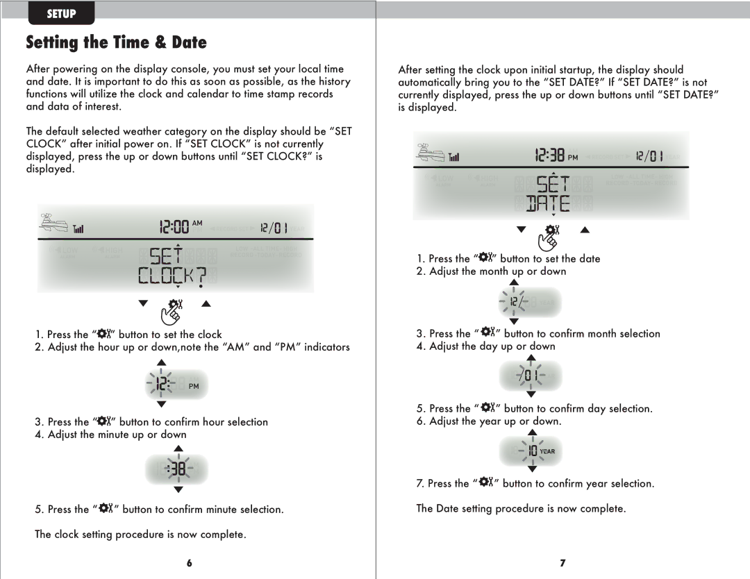 Acu-Rite 1035 instruction manual Setting the Time & Date 