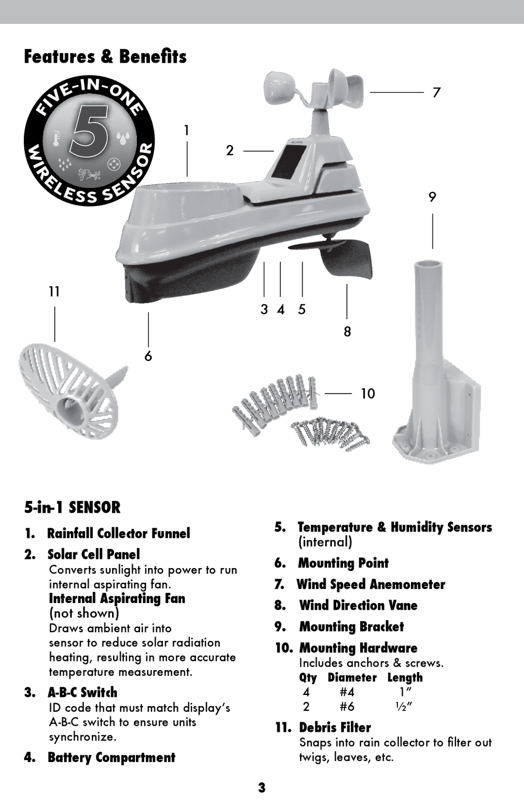 Acu-Rite 1036 instruction manual Features & Benefits 