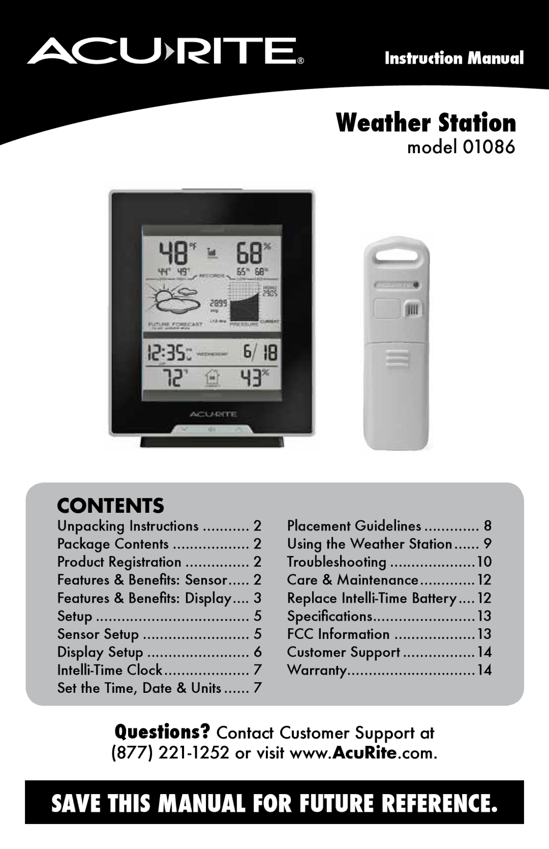 Acu-Rite 1086 instruction manual Weather Station 