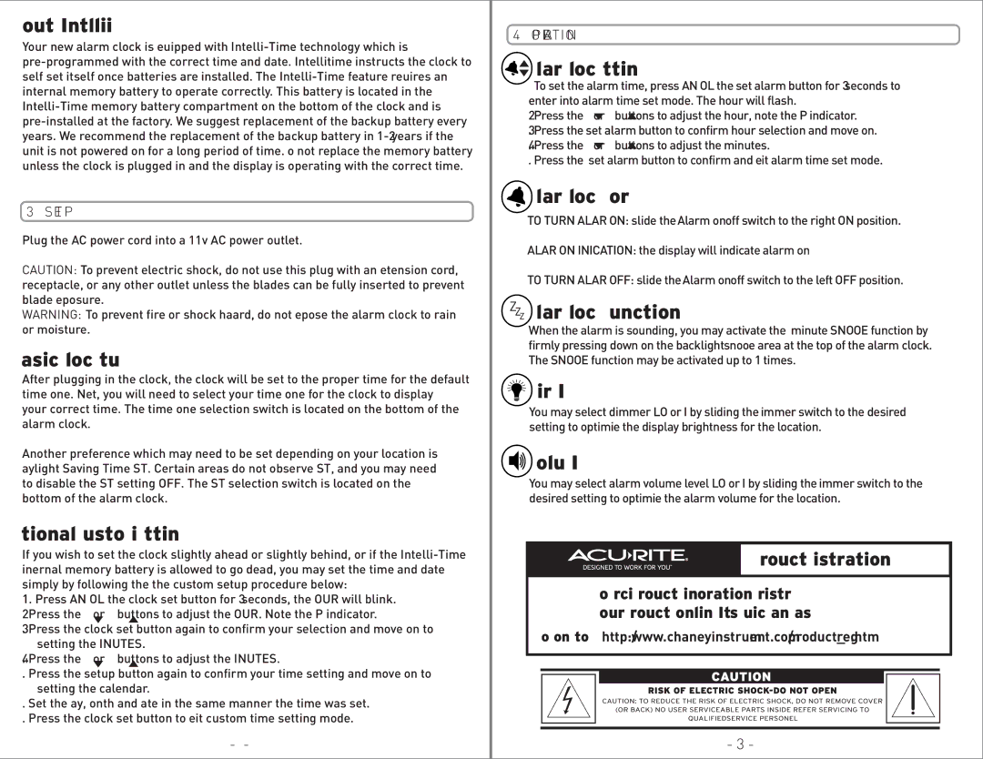 Acu-Rite #13030 About Intelli-Time, Basic Clock Setup, Optional Custom Time Setting, Alarm Clock Setting, Dimmer LO/HI 