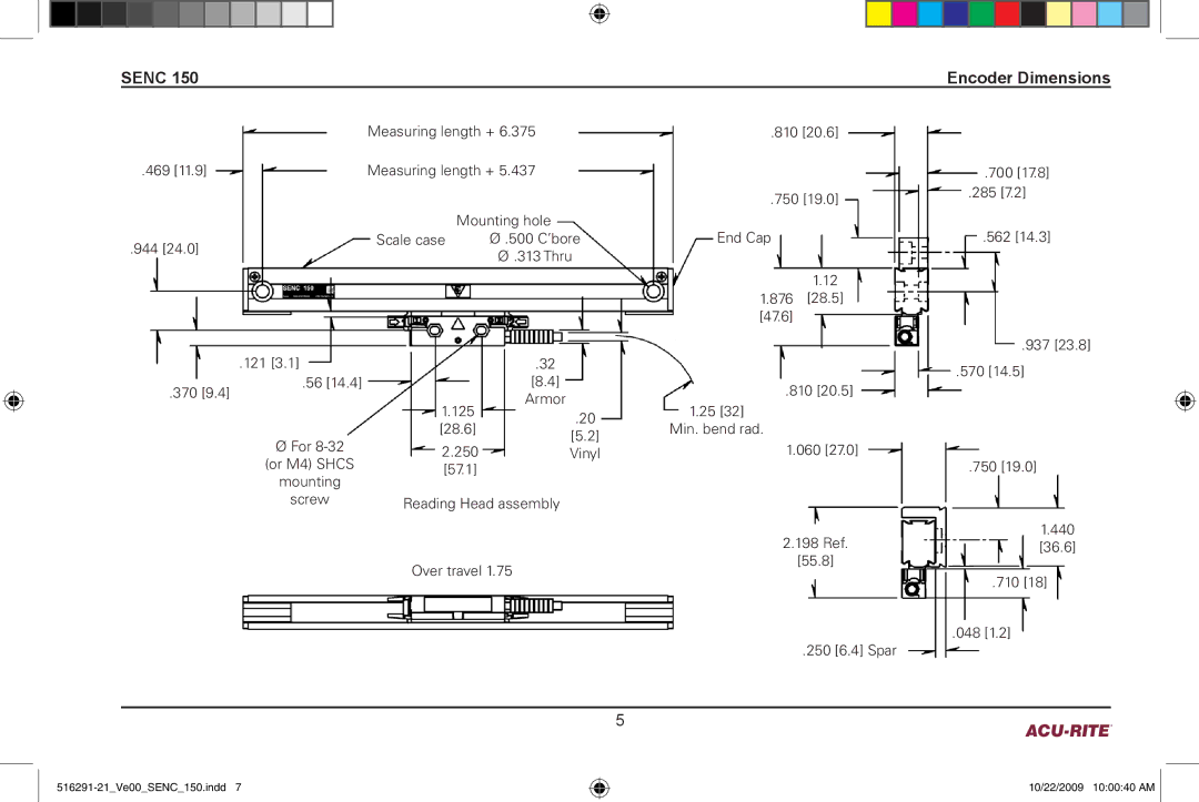 Acu-Rite 150 manual Senc Encoder Dimensions 