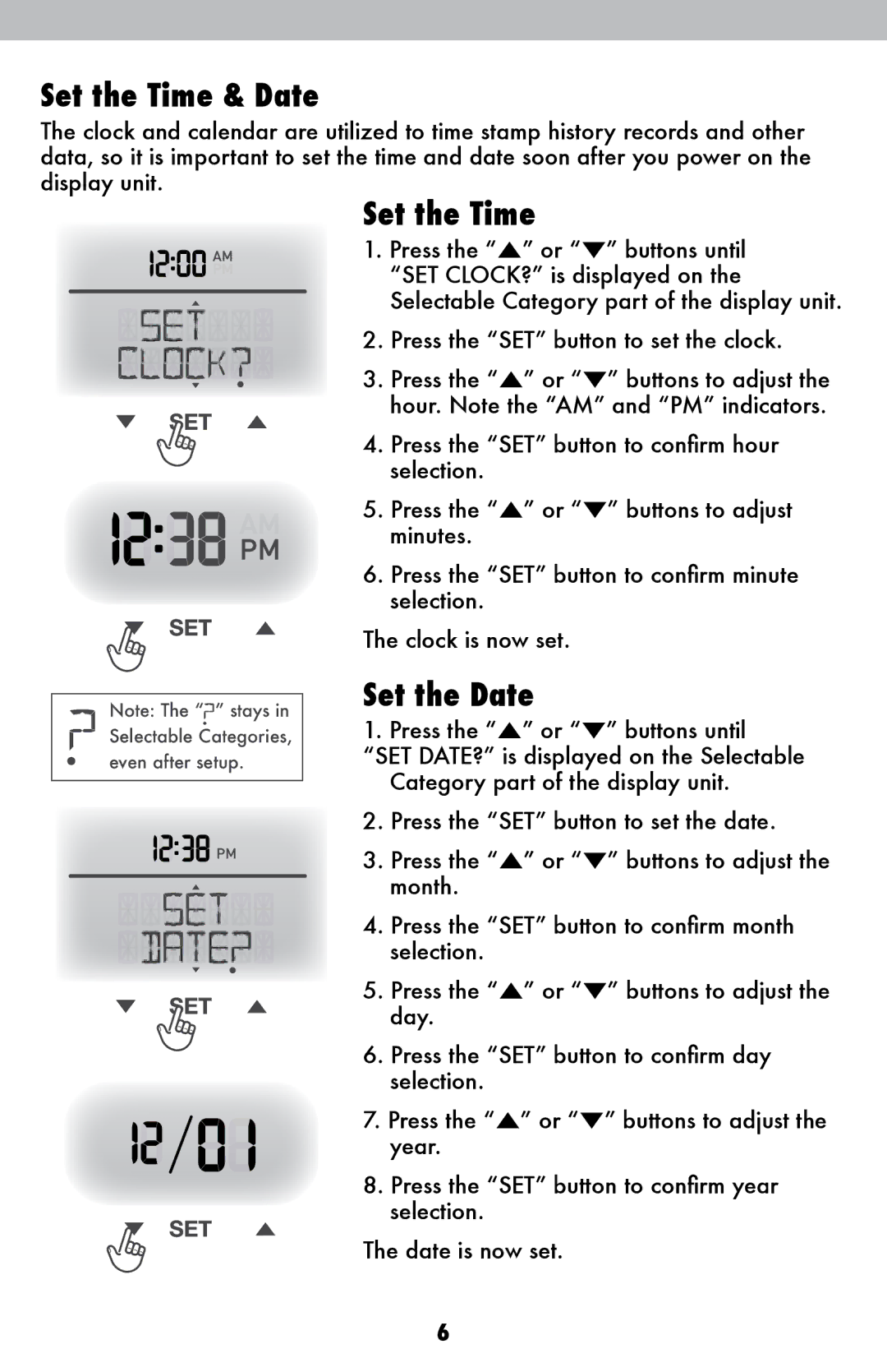 Acu-Rite 1500RX instruction manual Set the Time & Date, Set the Date 