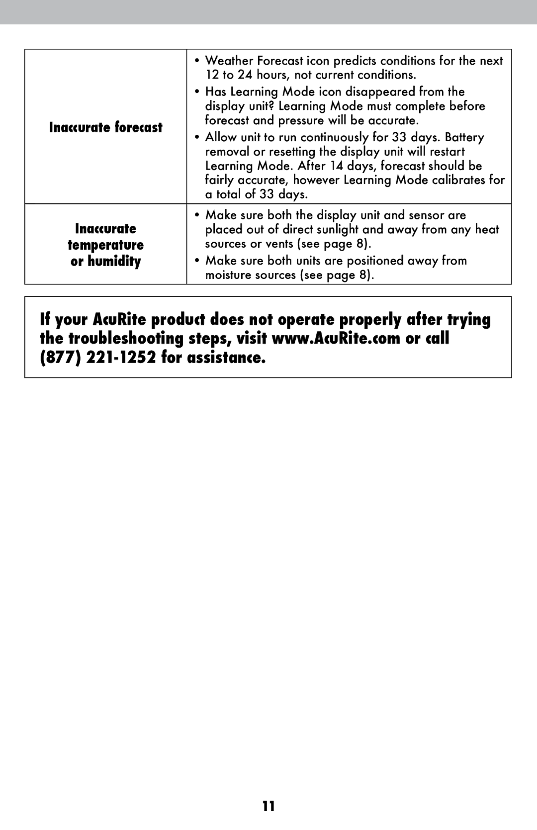 Acu-Rite 2026 instruction manual Or humidity 