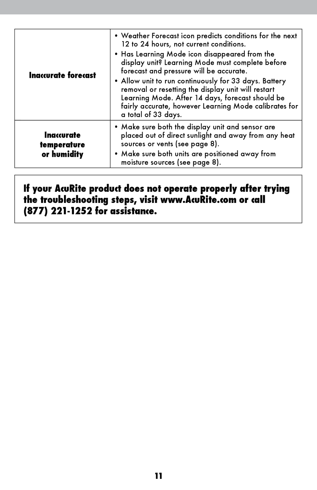 Acu-Rite 02022WB, 2027 instruction manual Or humidity 