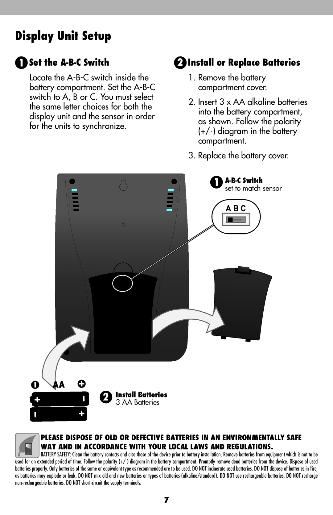 Acu-Rite 00634A2, 436, 00634A1, 00634CA instruction manual Display Unit Setup, Remove the battery compartment cover 