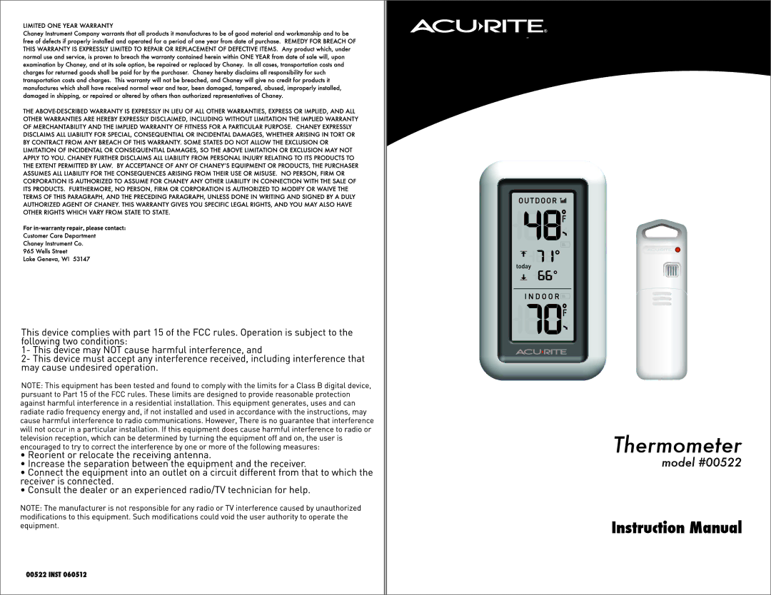 Acu-Rite 522 manual 