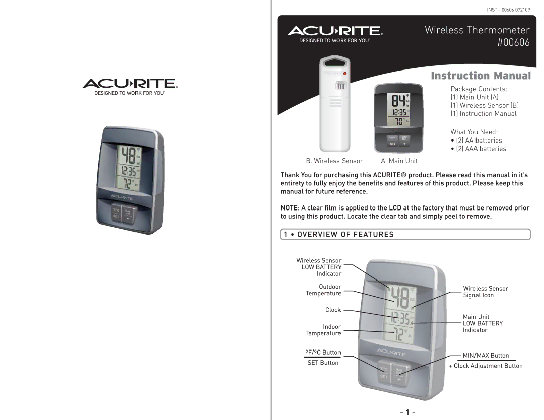 Acu-Rite 606 manual 
