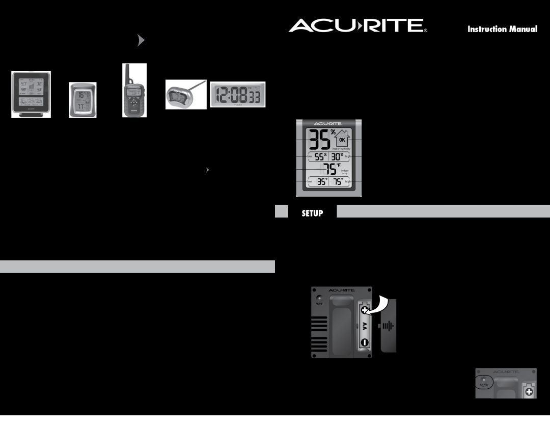 Acu-Rite 613 instruction manual Features & Benefits, FCC Information, Install or Replace Batteries, model, Setup 