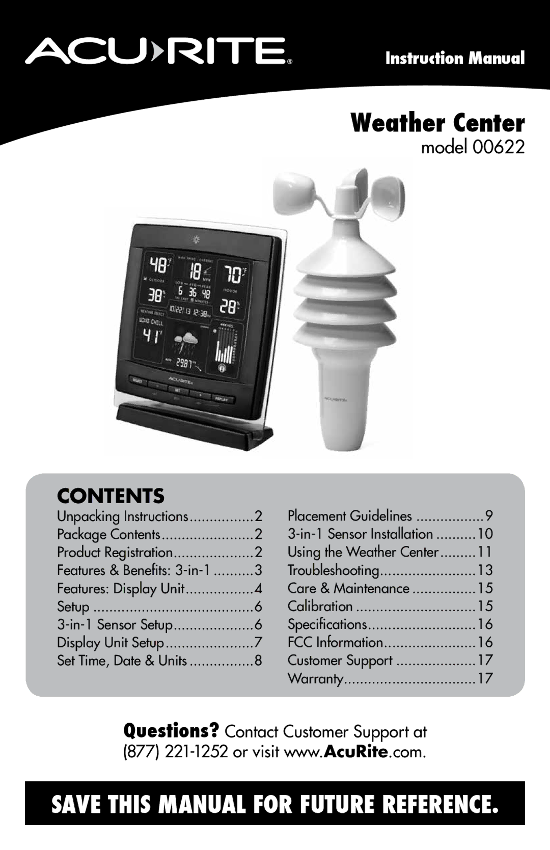 Acu-Rite 622 instruction manual Weather Center 