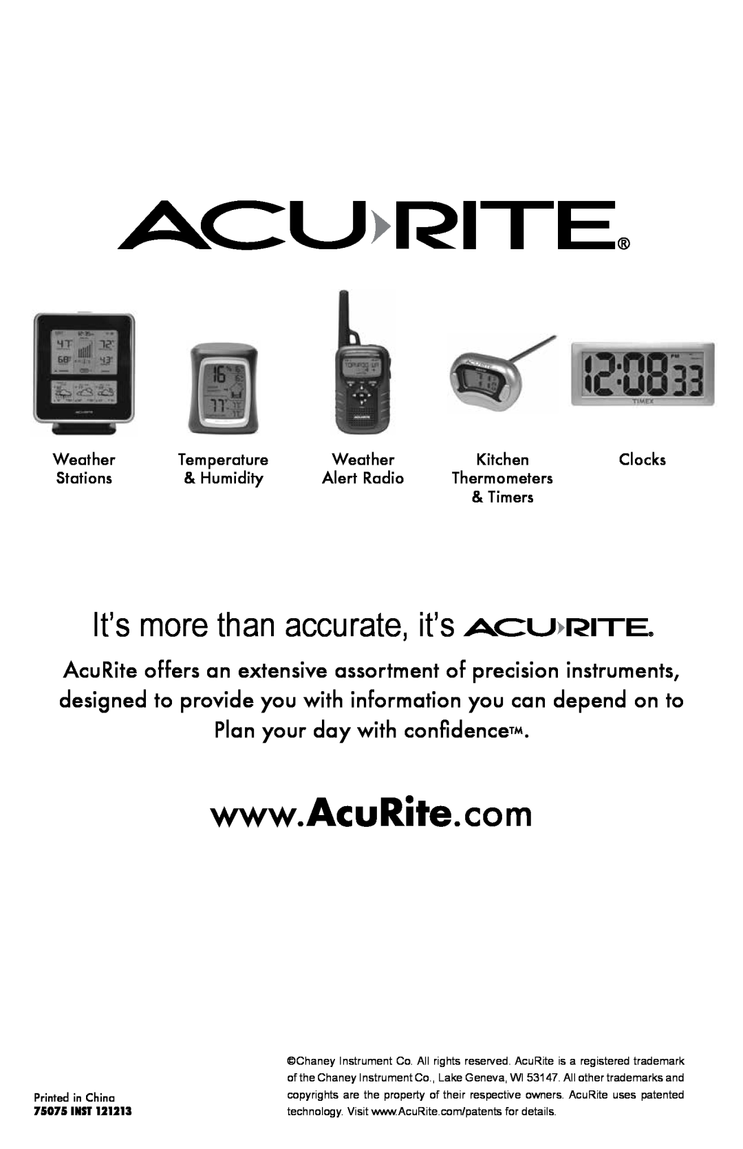 Acu-Rite 75075/75075W/75075W1 instruction manual It’s more than accurate, it’s, Inst 