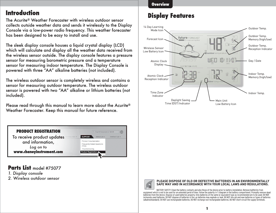Acu-Rite #75077 manual 