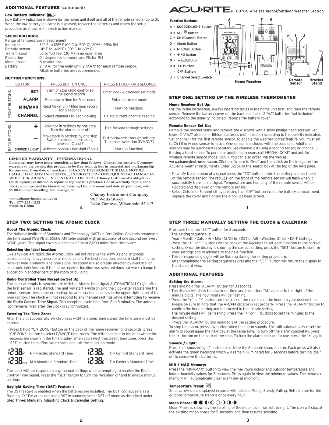 Acu-Rite 786 instruction manual Alarm, Min/Max, Channel, Step ONE Setting UP the Wireless Thermometer 