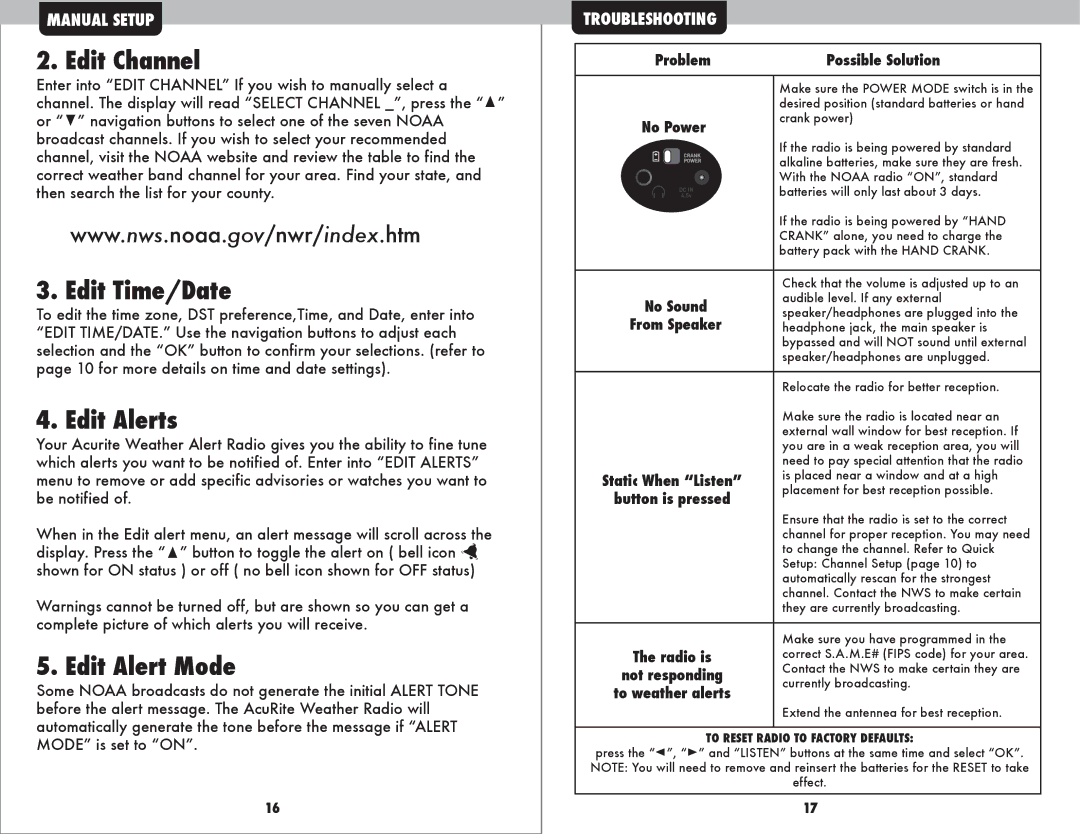 Acu-Rite #08560 instruction manual Edit Channel, Edit Time/Date, Edit Alerts, Edit Alert Mode 