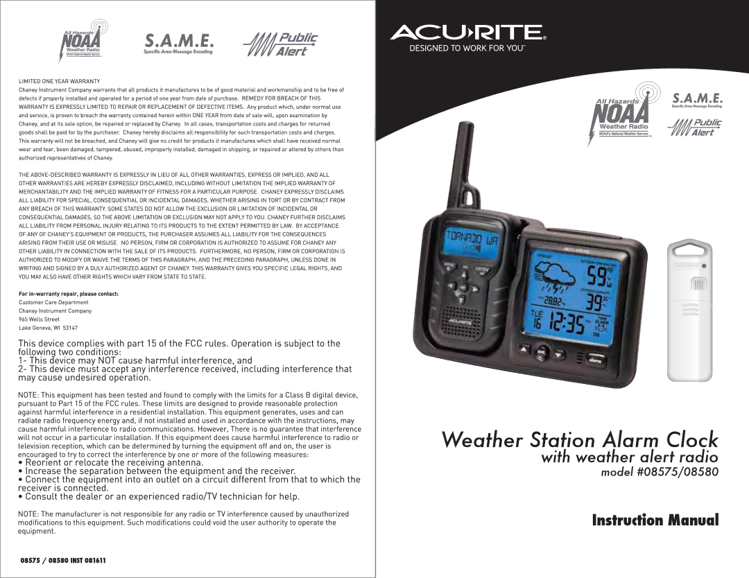 Acu-Rite 8575, 8580 manual 