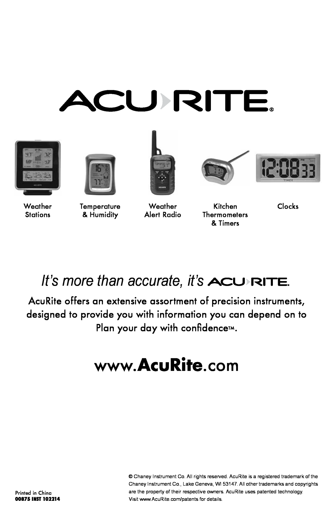 Acu-Rite 875 instruction manual It’s more than accurate, it’s, Inst 