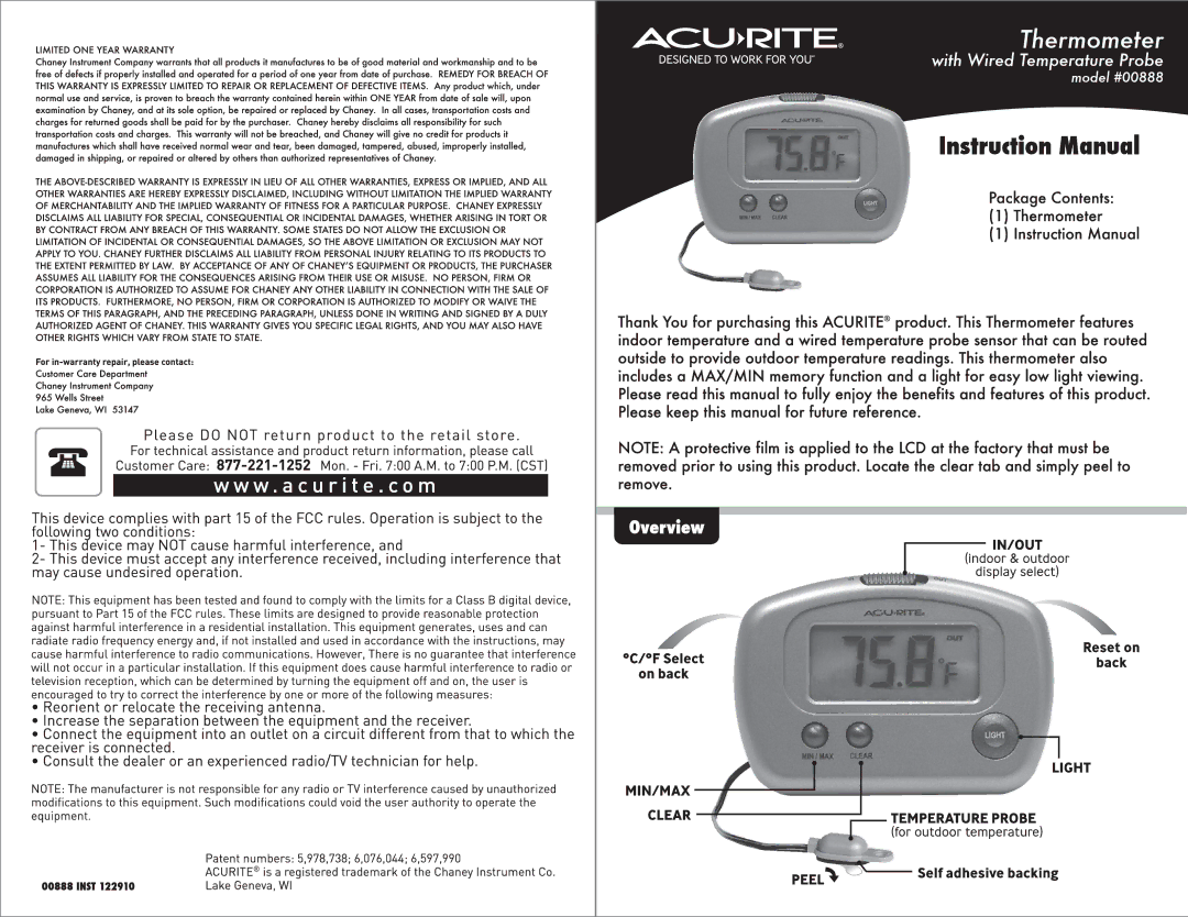 Acu-Rite 888 manual 