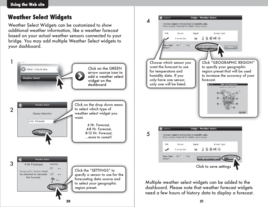 Acu-Rite 9150 instruction manual Weather Select Widgets 