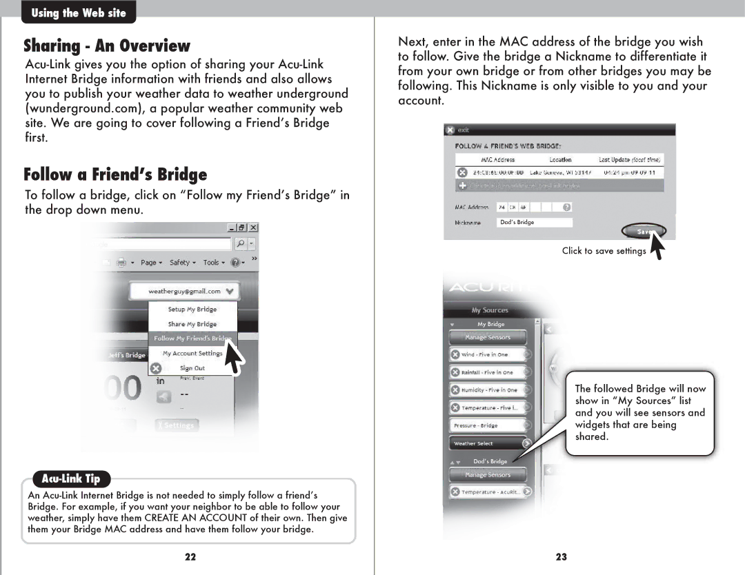 Acu-Rite 9150 instruction manual Sharing An Overview, Follow a Friendʼs Bridge 