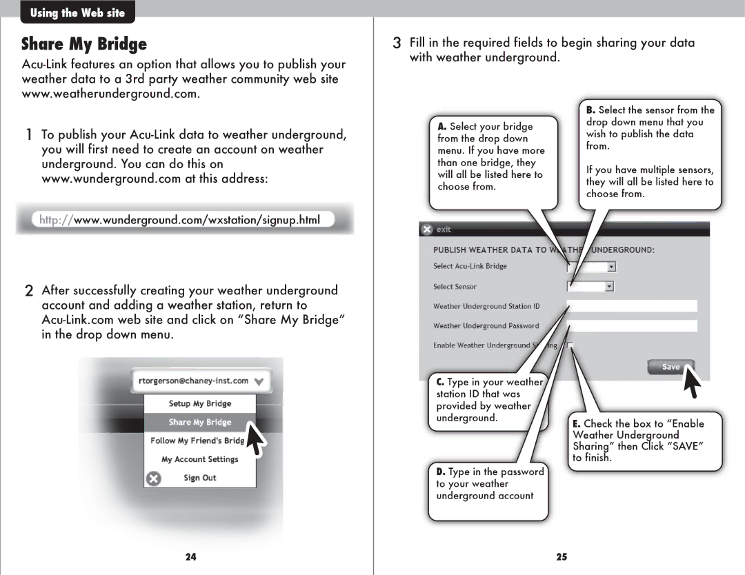 Acu-Rite 9150 instruction manual Share My Bridge 