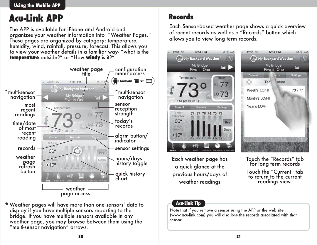 Acu-Rite 9150 instruction manual Acu-Link APP, Records 