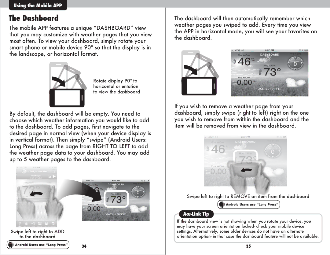 Acu-Rite 9150 instruction manual Dashboard 