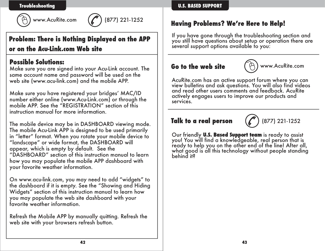 Acu-Rite 9150 instruction manual Having Problems? Weʼre Here to Help, Go to the web site Talk to a real person 