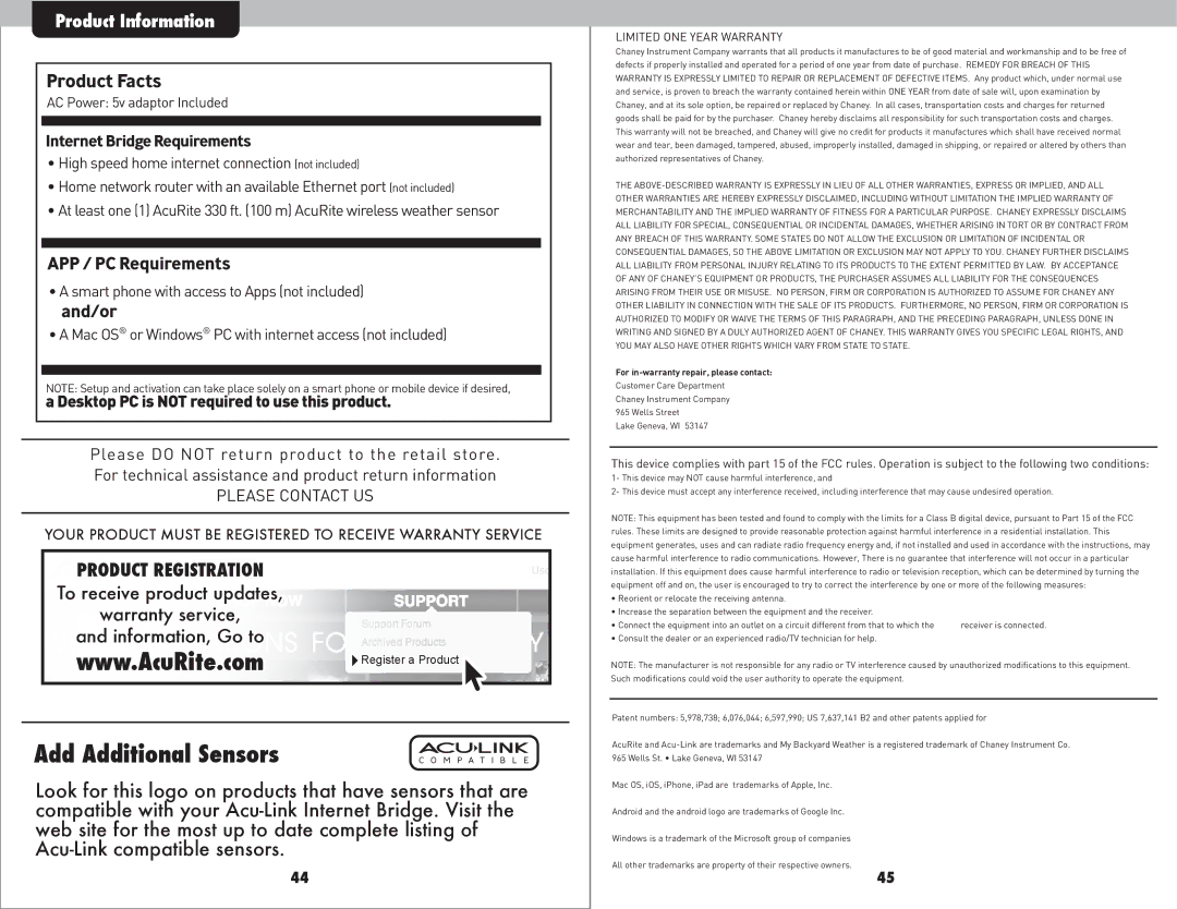 Acu-Rite 9150 instruction manual Product Facts 