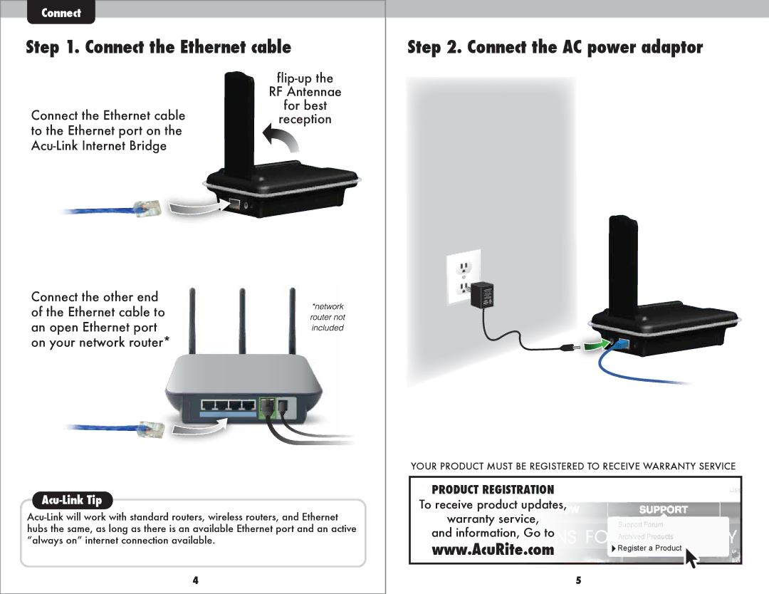 Acu-Rite 9150 instruction manual Connect the Ethernet cable Connect the AC power adaptor 