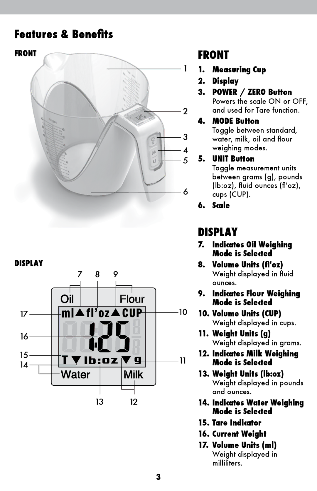 Acu-Rite 949, 930 instruction manual Features & Benefits, Front, Display 