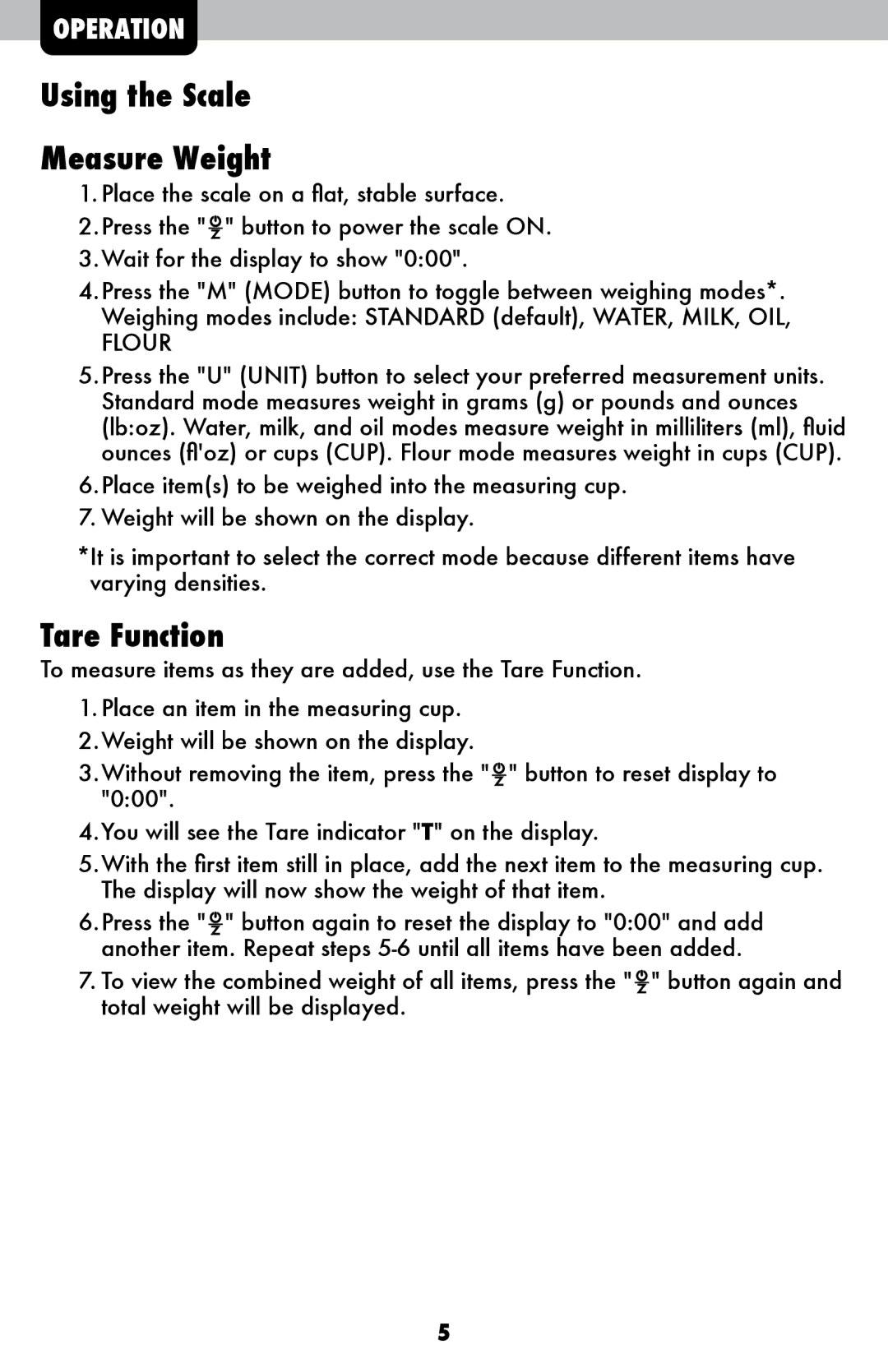 Acu-Rite 949, 930 instruction manual Using the Scale Measure Weight, Tare Function 