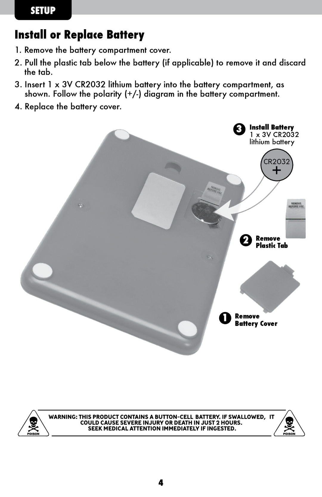 Acu-Rite 932, 931 instruction manual Install or Replace Battery 