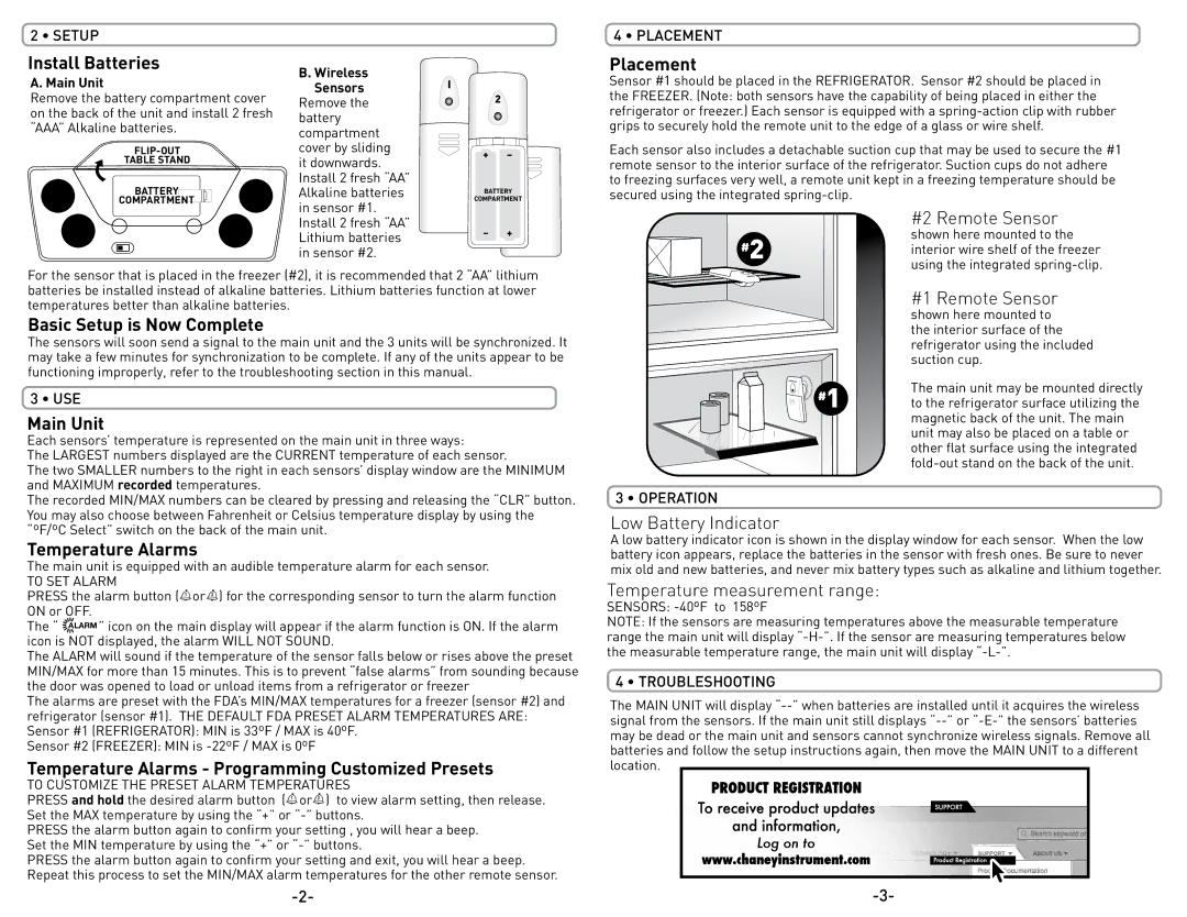 Acu-Rite 986 instruction manual Install Batteries, Placement, Basic Setup is Now Complete, Main Unit, Temperature Alarms 