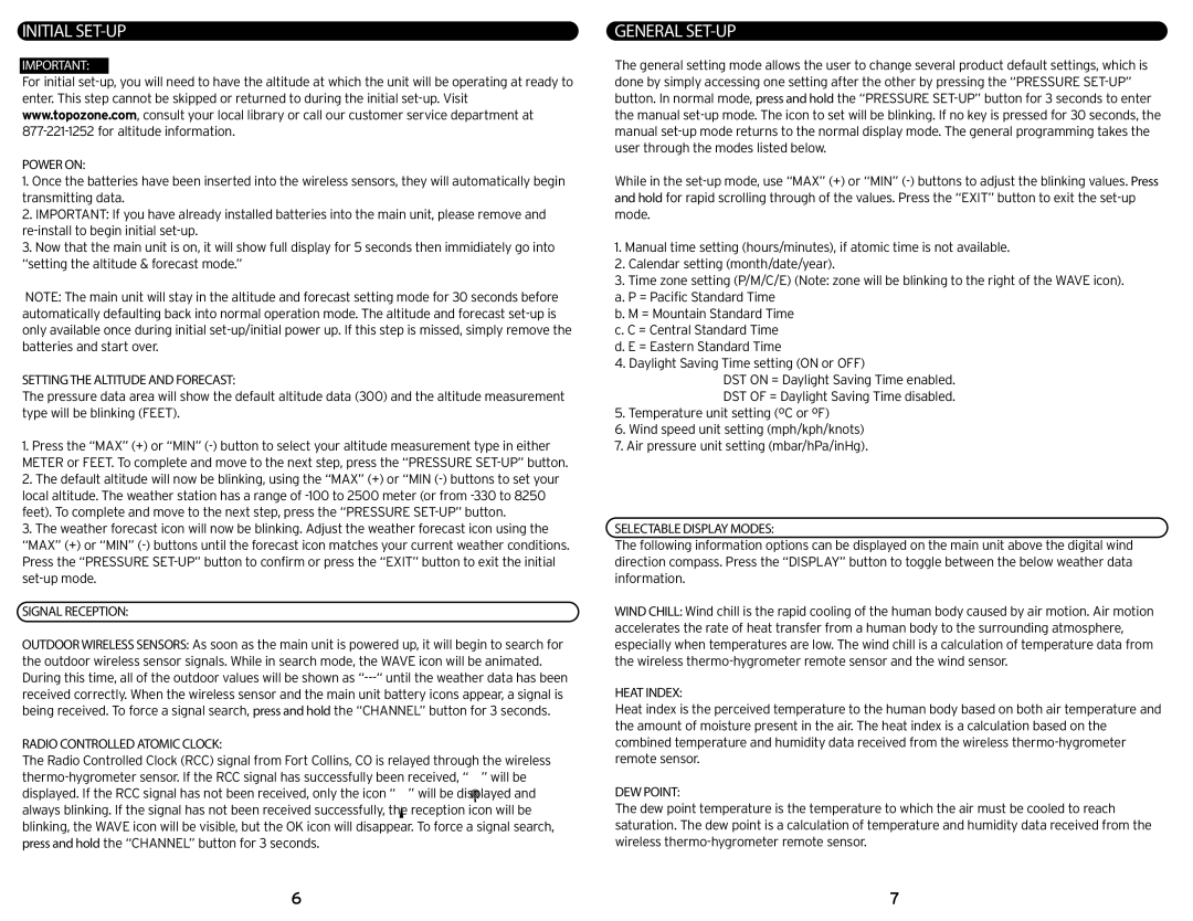 Acu-Rite 992 instruction manual Initial SET-UP, General SET-UP 