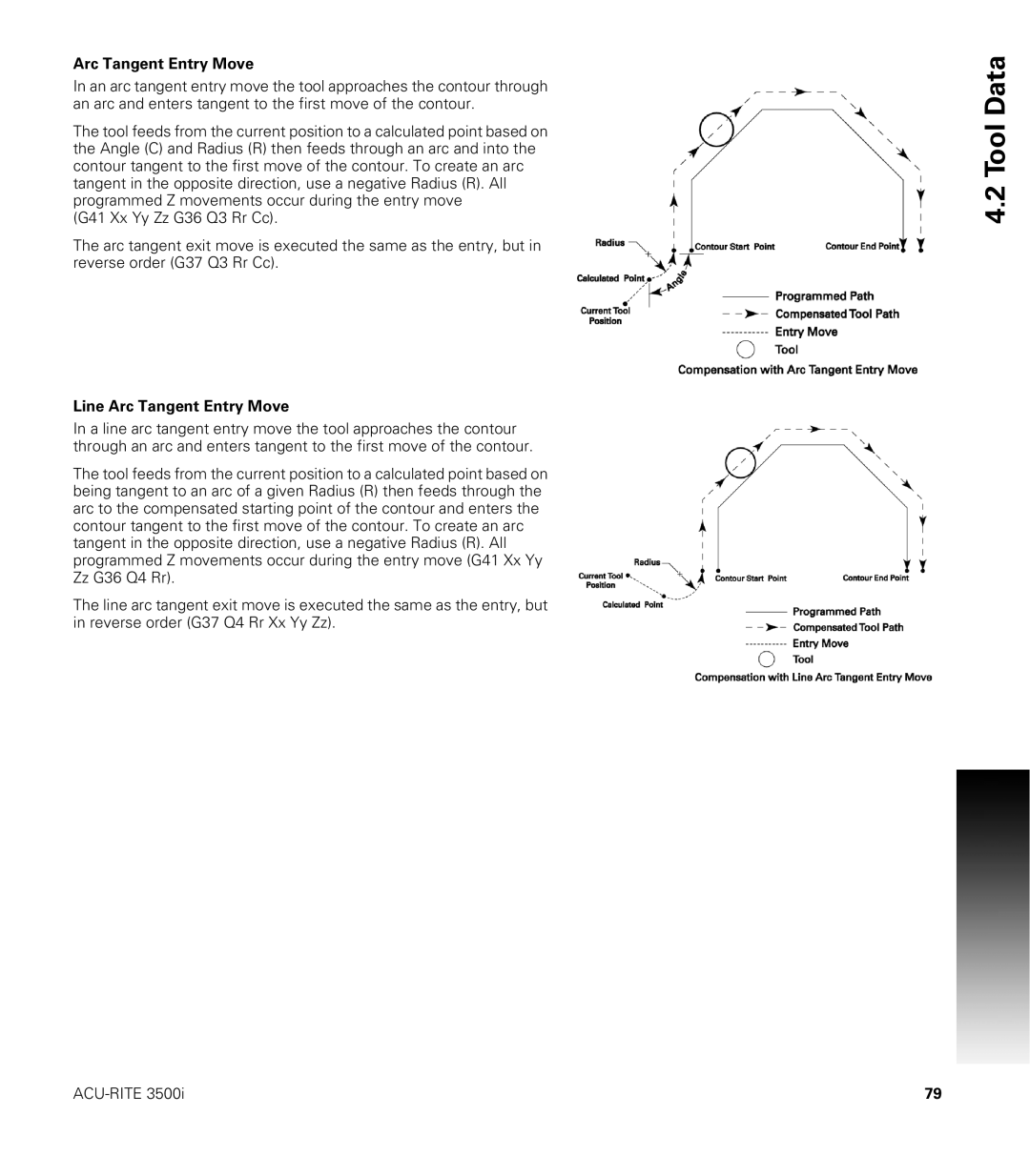 Acu-Rite CNC 3500i user manual Line Arc Tangent Entry Move 