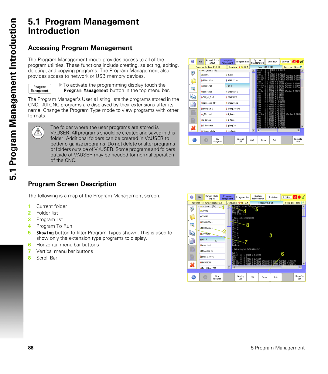 Acu-Rite CNC 3500i user manual Program Management Introduction, Accessing Program Management, Program Screen Description 