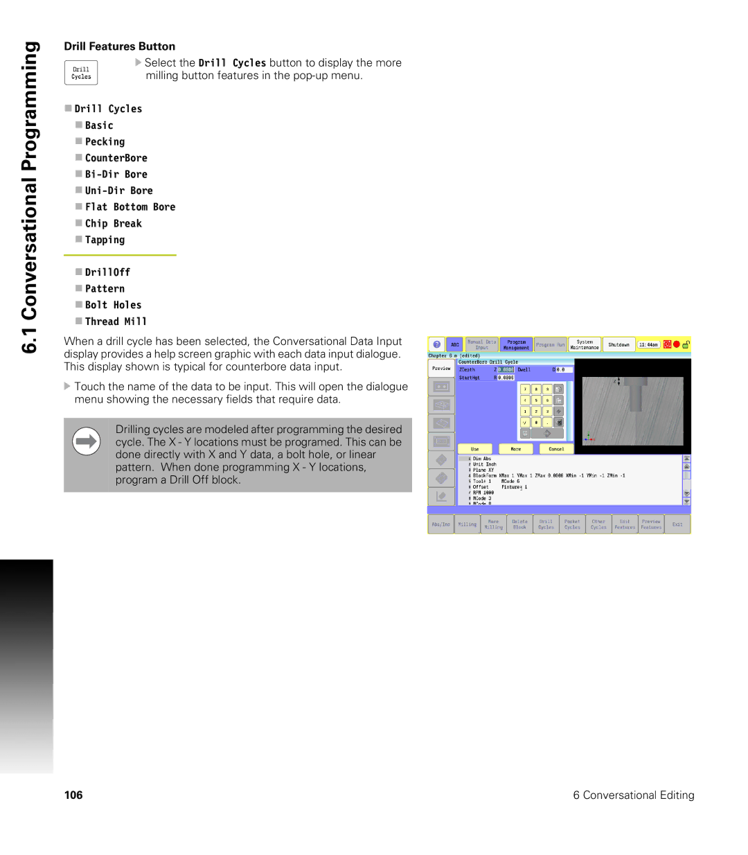 Acu-Rite CNC 3500i user manual Drill Features Button 