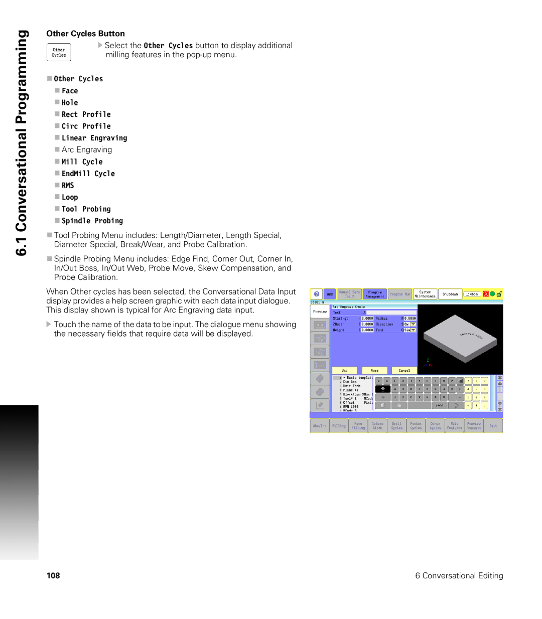 Acu-Rite CNC 3500i user manual Other Cycles Button,  Rms 