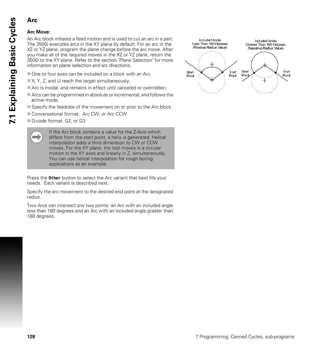 Acu-Rite CNC 3500i user manual Arc Move 