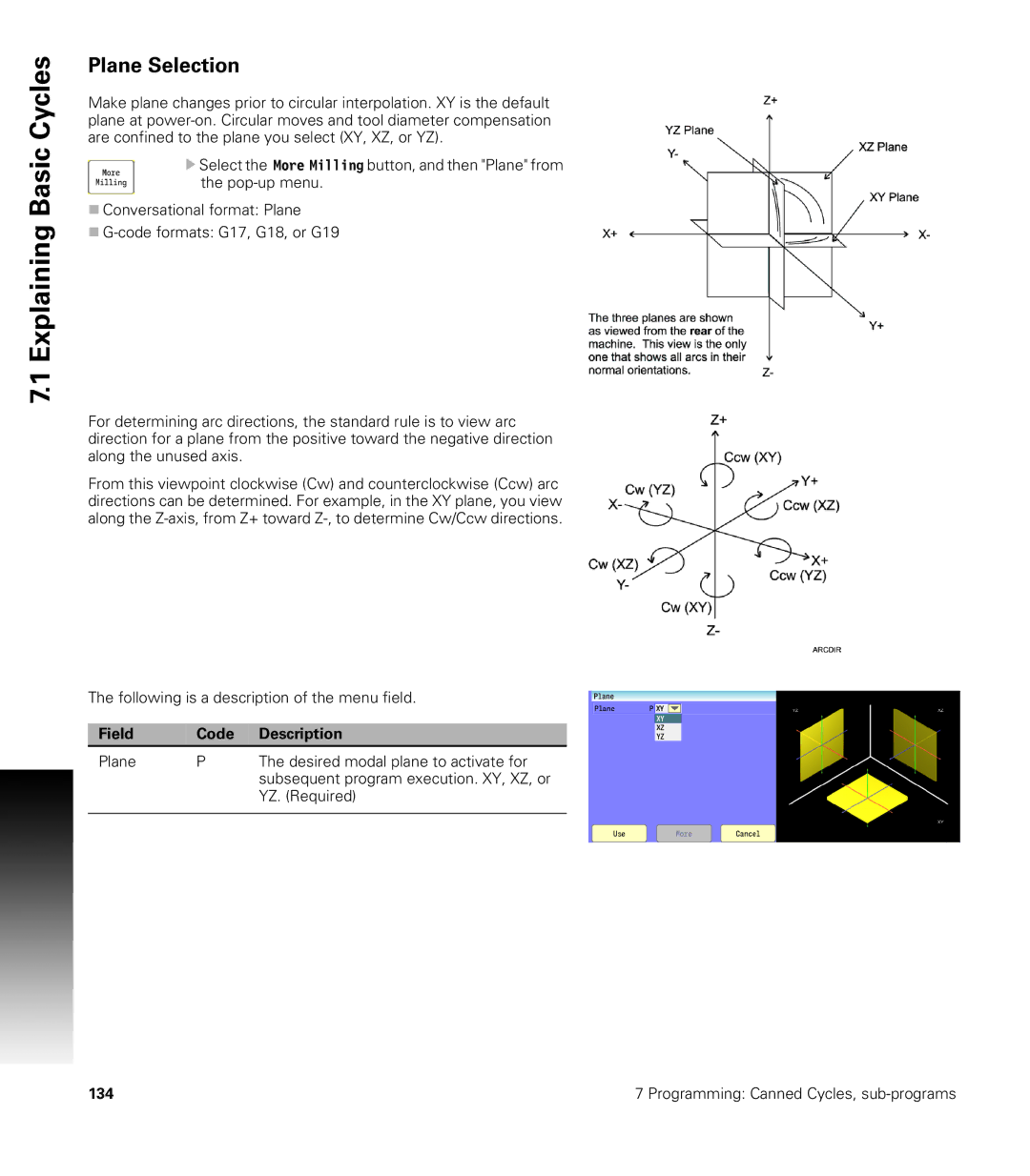 Acu-Rite CNC 3500i user manual Plane Selection 