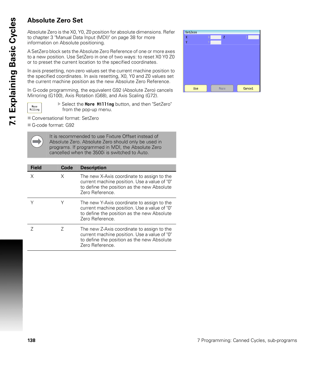 Acu-Rite CNC 3500i user manual Absolute Zero Set 