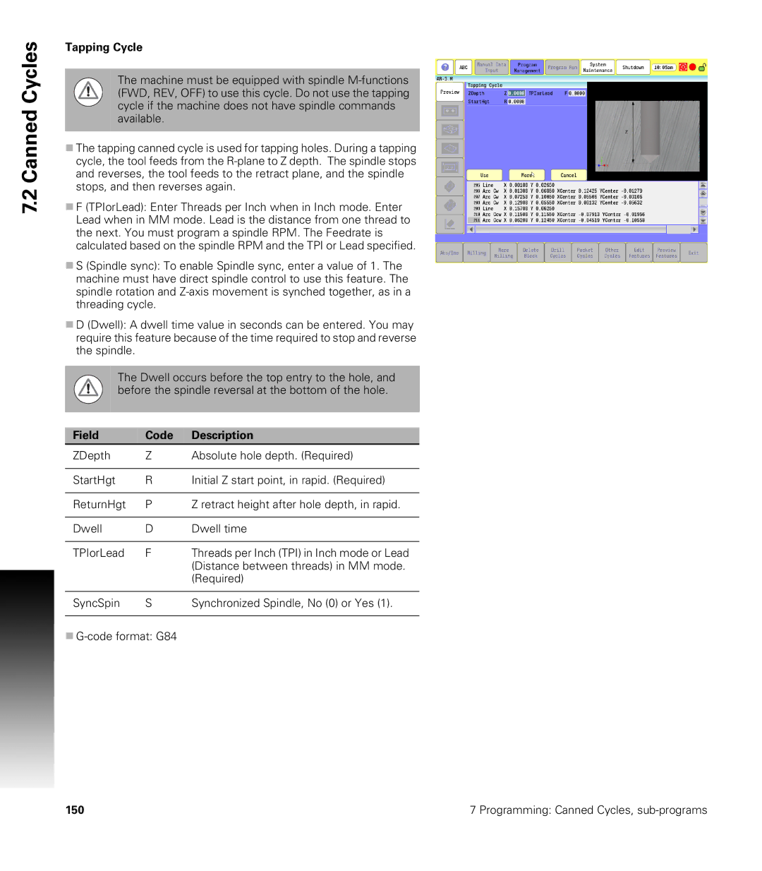 Acu-Rite CNC 3500i user manual Tapping Cycle 