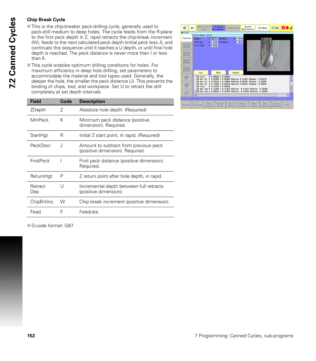 Acu-Rite CNC 3500i user manual Chip Break Cycle 