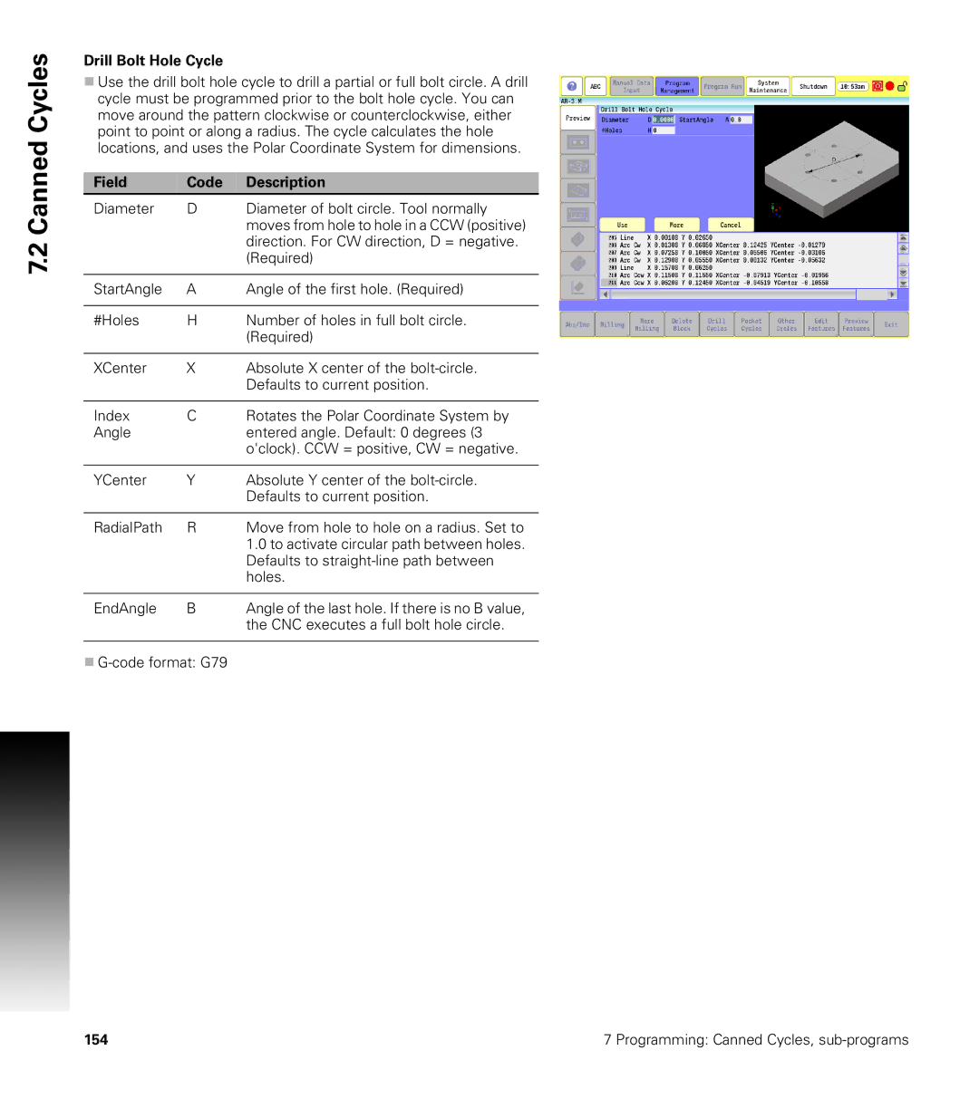 Acu-Rite CNC 3500i user manual Drill Bolt Hole Cycle 