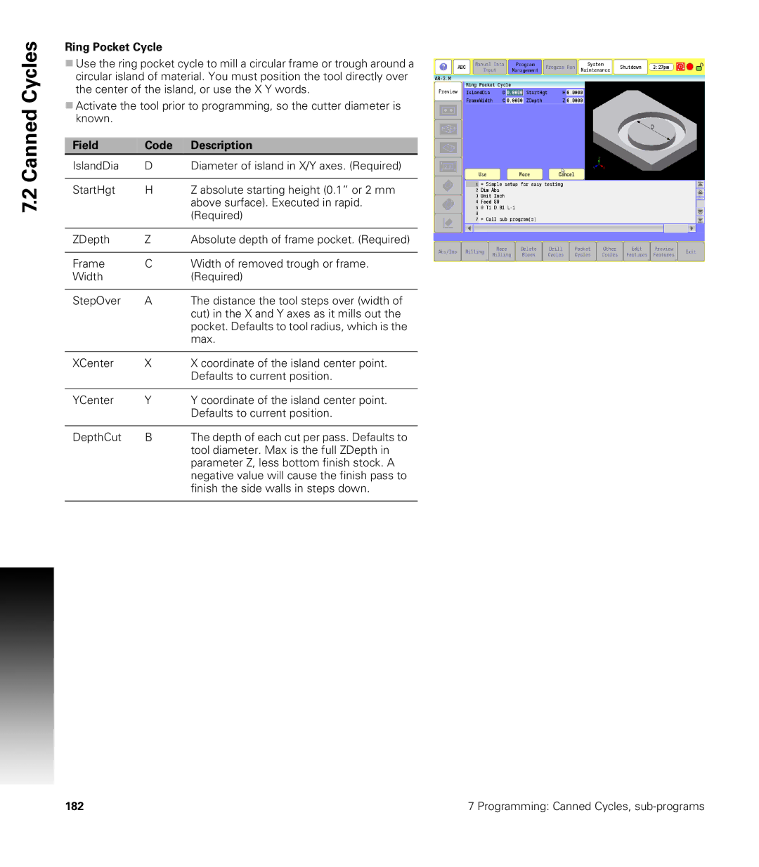 Acu-Rite CNC 3500i user manual Ring Pocket Cycle 