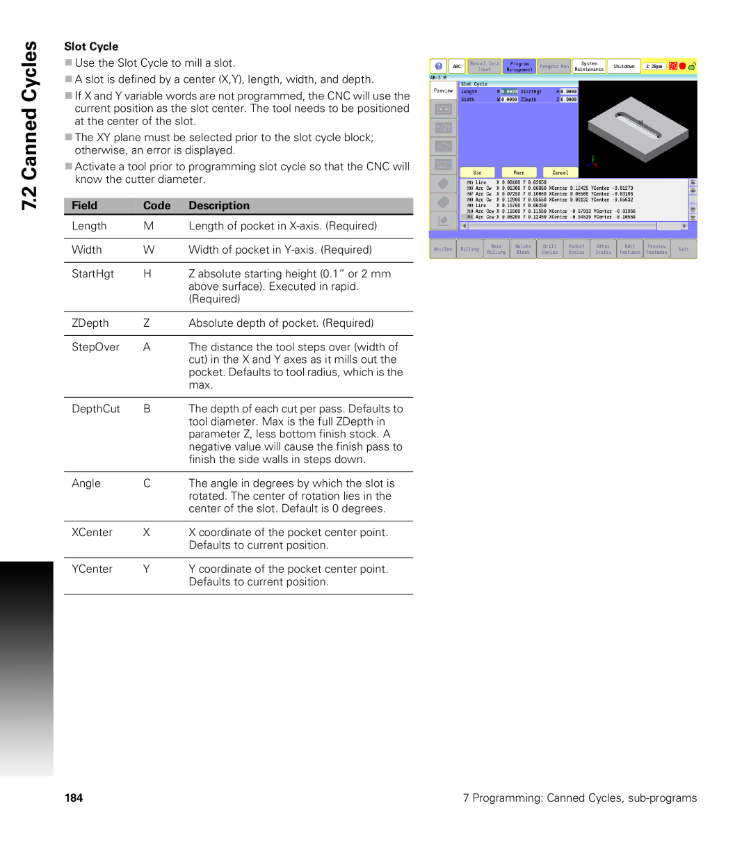 Acu-Rite CNC 3500i user manual Slot Cycle 