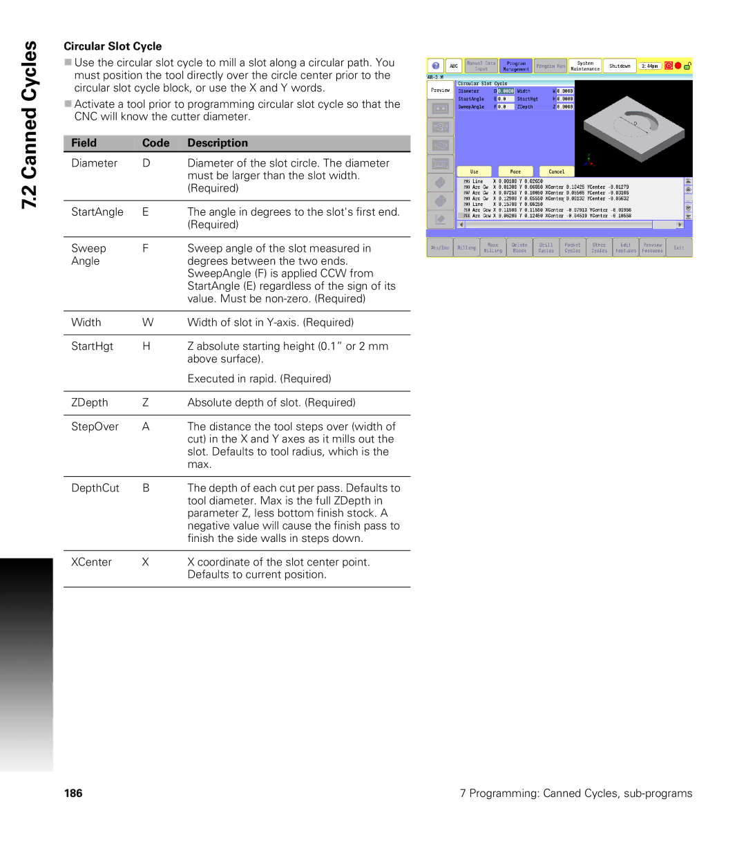 Acu-Rite CNC 3500i user manual Circular Slot Cycle 