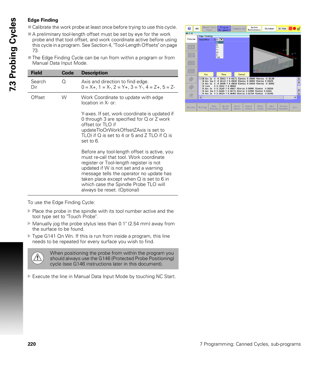 Acu-Rite CNC 3500i user manual Edge Finding 